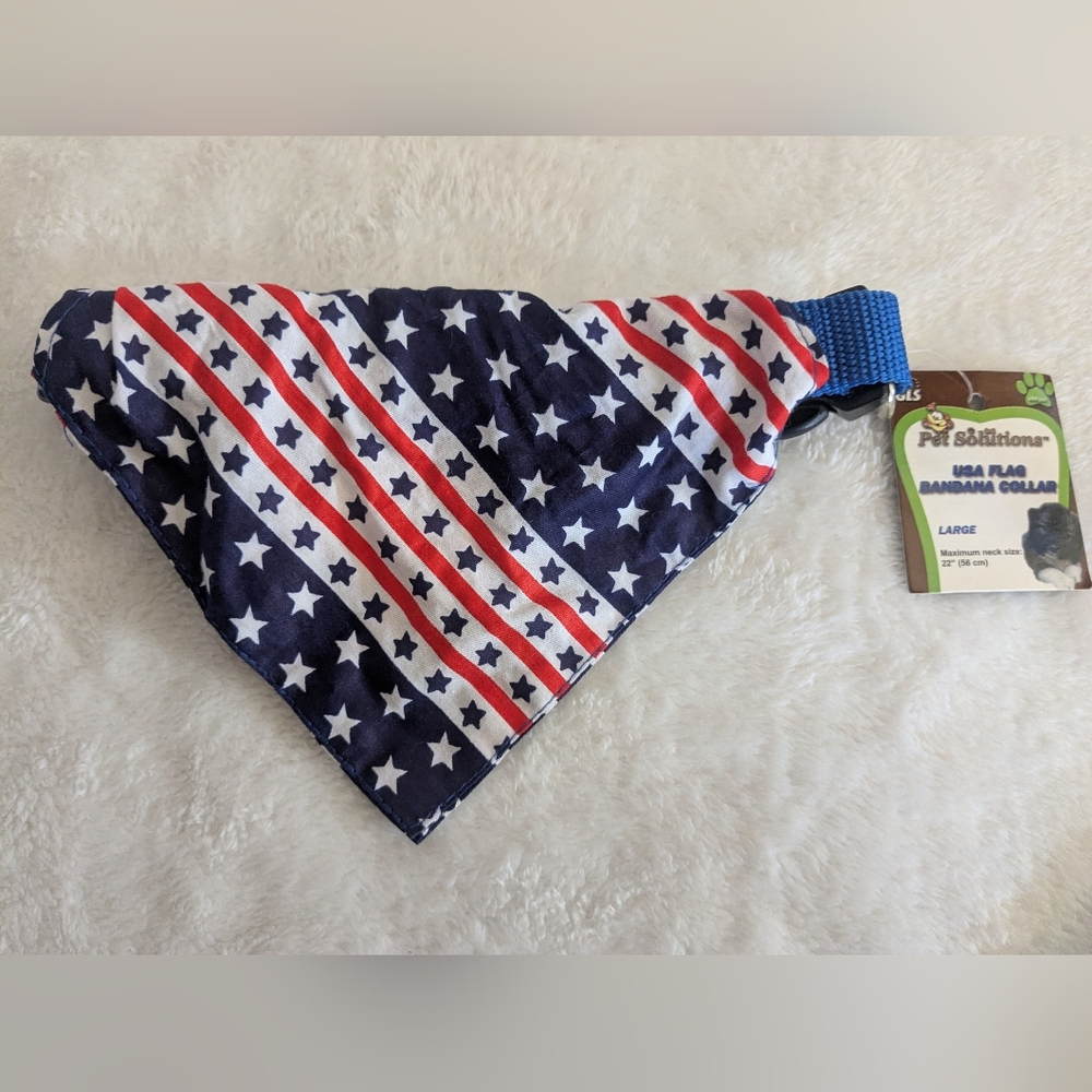 Dog/Pet bandana collar, Size L,  American Patriotic stars & stripes, July 4th